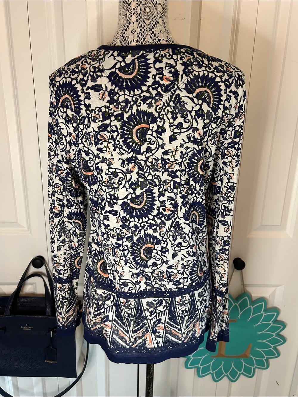 Tory Burch Madura Print Moroccan Crewneck Pullover - Kate Middleton Style Size M - Picture 6 of 9